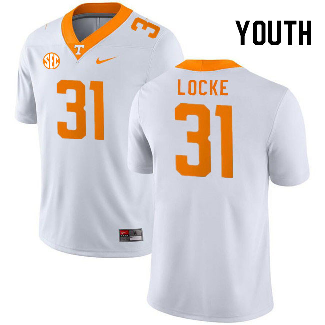 Youth #31 Jackson Locke Tennessee Volunteers College Football Jerseys Stitched Sale-White - Click Image to Close
